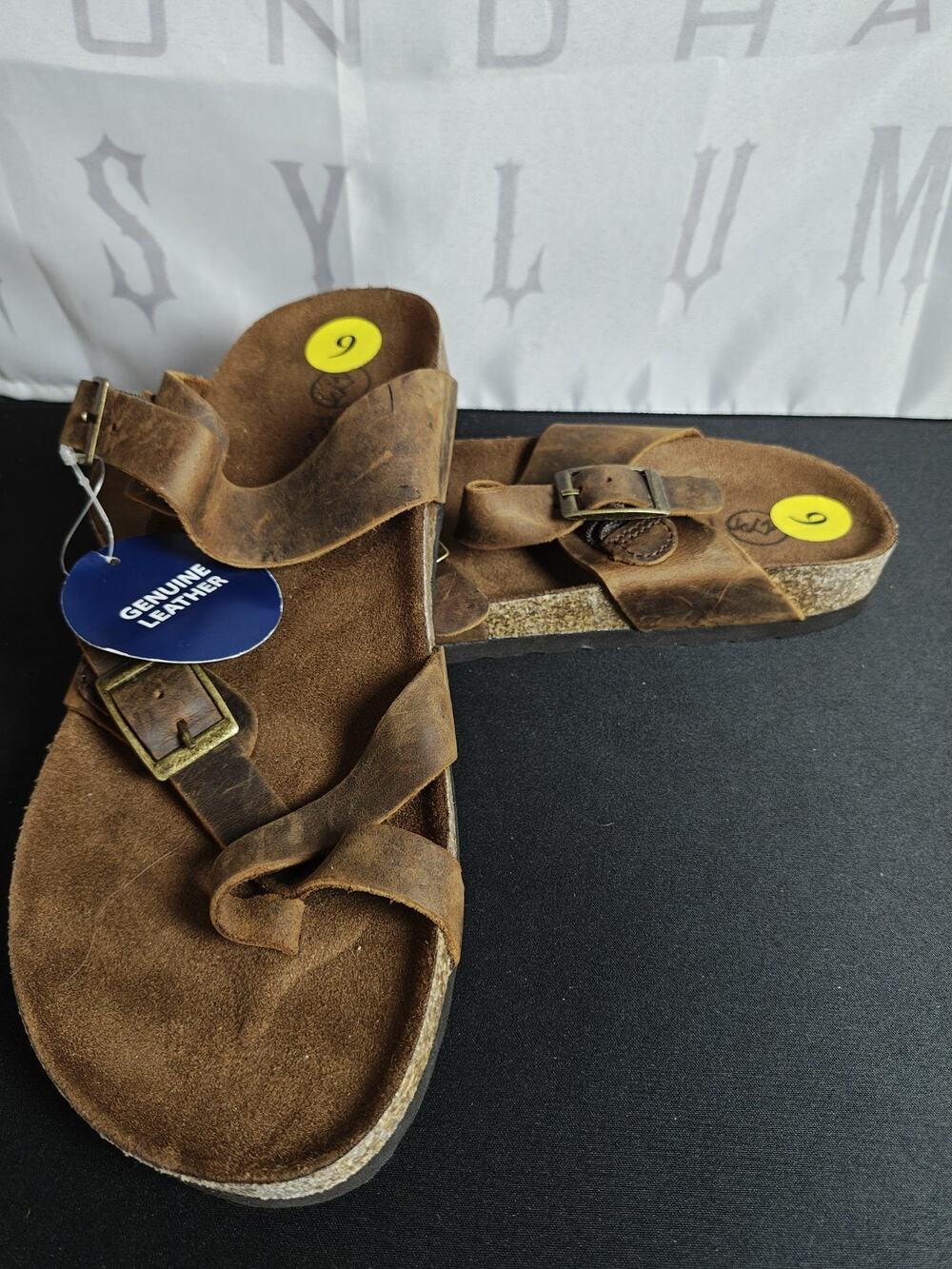 WHITE MOUNTAIN Footbeds Women's 9 Gracie Cork Bed Leather Sandal Shoes NWT Blems